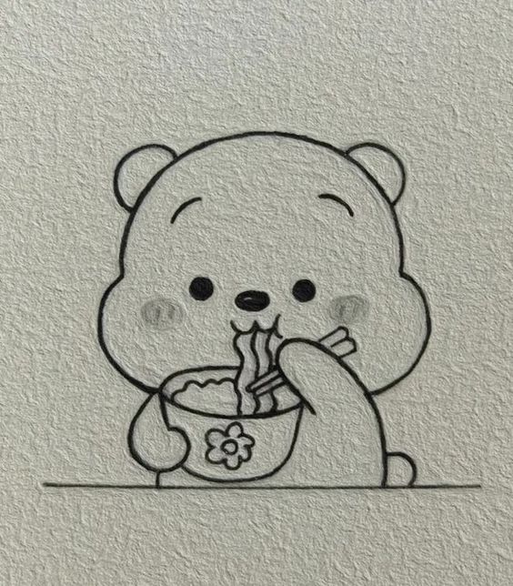 Drawing a Bear Eating Noodles