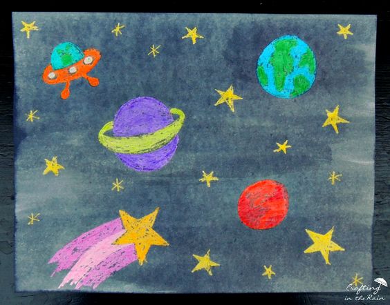 Crayon Resist Space Art