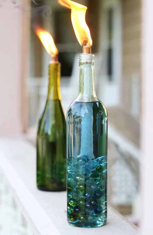 DIY Wine Bottle Citronella Candles