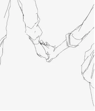 Sketchy Holding Hands Drawing