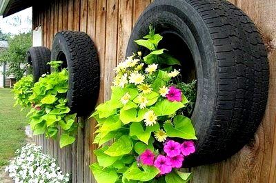 Wall-Mounted Tire Planter