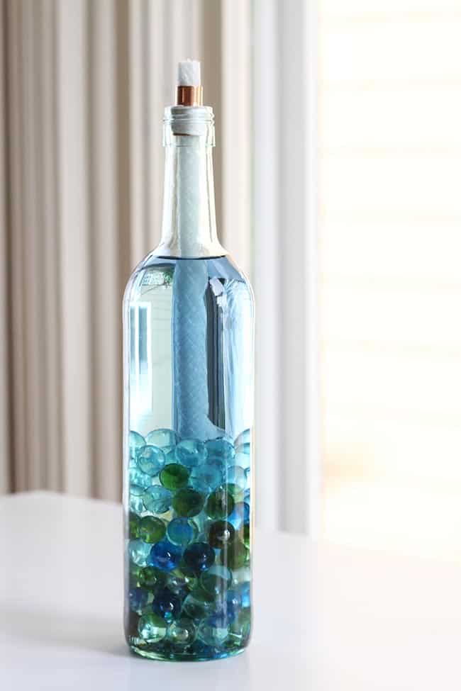 Marble Filled Beautiful Glass Bottle Torch