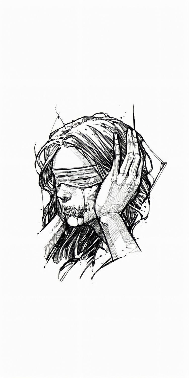 Blindfolded Woman Tattoo Drawing Ideas