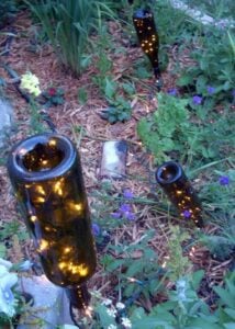 Modern Repurposed Wine Bottle Outdoor Sidewalk Lights