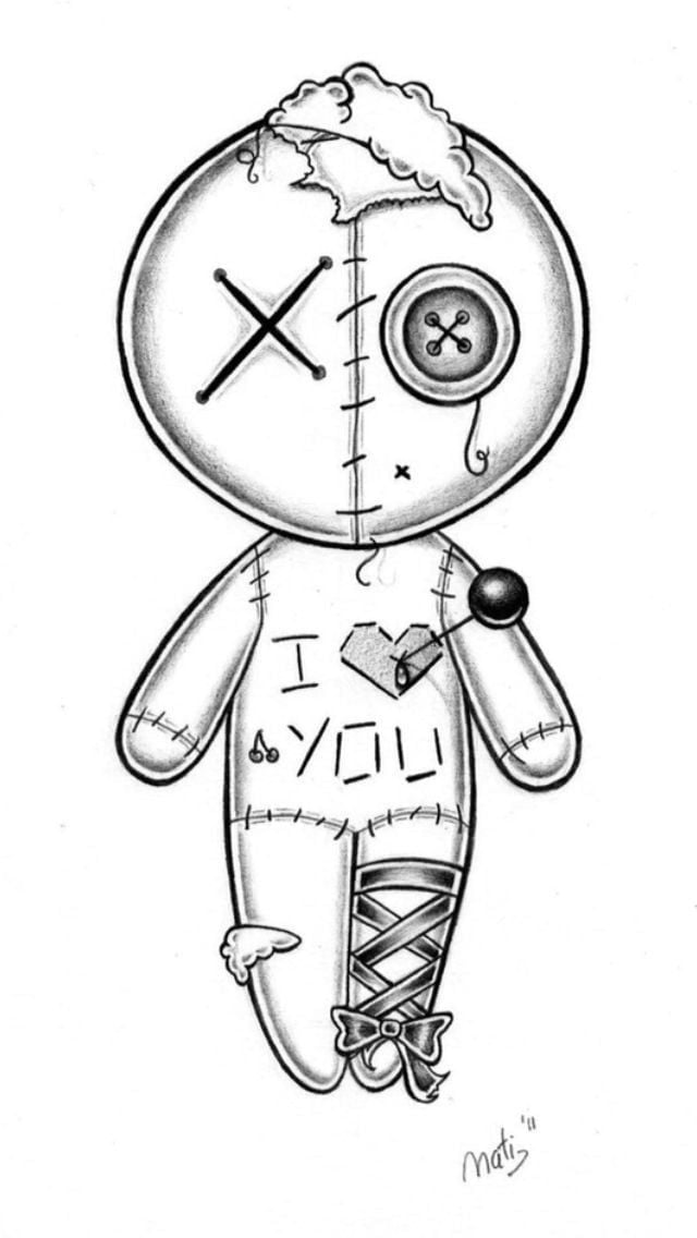 Damaged Love Doll Tattoo Design