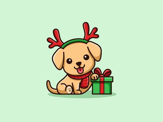 Dog in Christmas Outfit