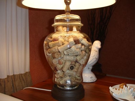 Glass Lamp Filled with Wine Corks