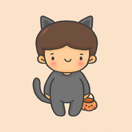 Little Boy in Black Cat Costume