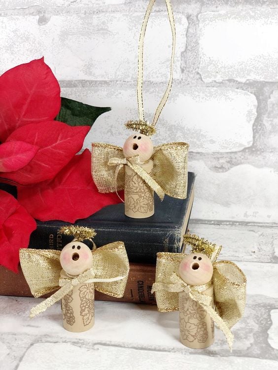 Wine Cork Angel Ornament