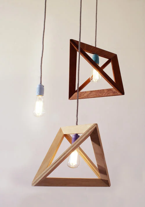 Geometric Hanging Wood Lamps