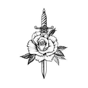 Rose and Dagger Tattoo Designs