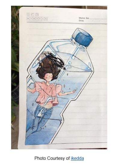 Human Inside a Water Bottle