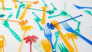 Overloading oceans. Colorful dangerous plastic utensils killing animals in the oceans and harming our environment. 50 Creative Plastic Spoon Crafts and Projects