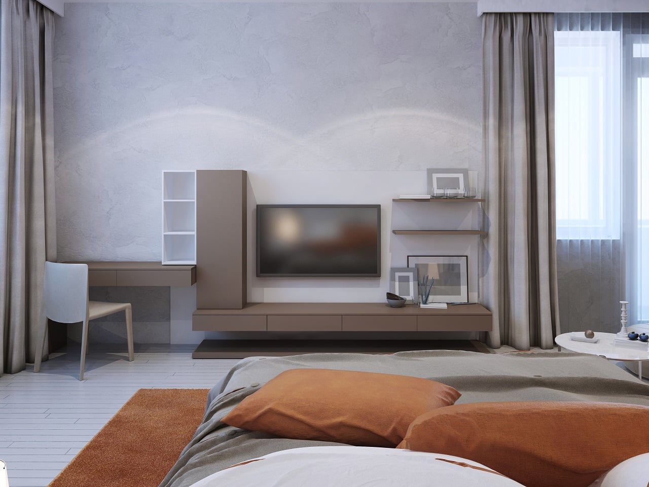 Medium taupe color wall system in contemporary bedroom. Ways to Incorporate the Taupe Color for Your Home.