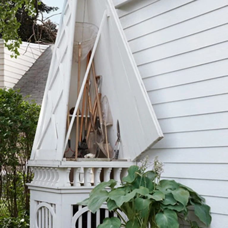 Disguise Air Conditioner Cover As Tool Shed