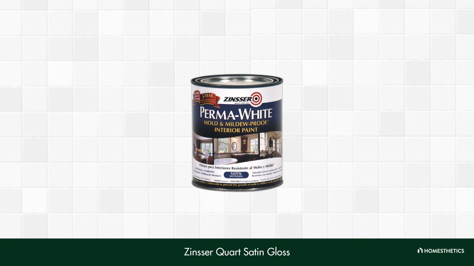 Zinsser Quart White Satin Water Interior Paint 02704