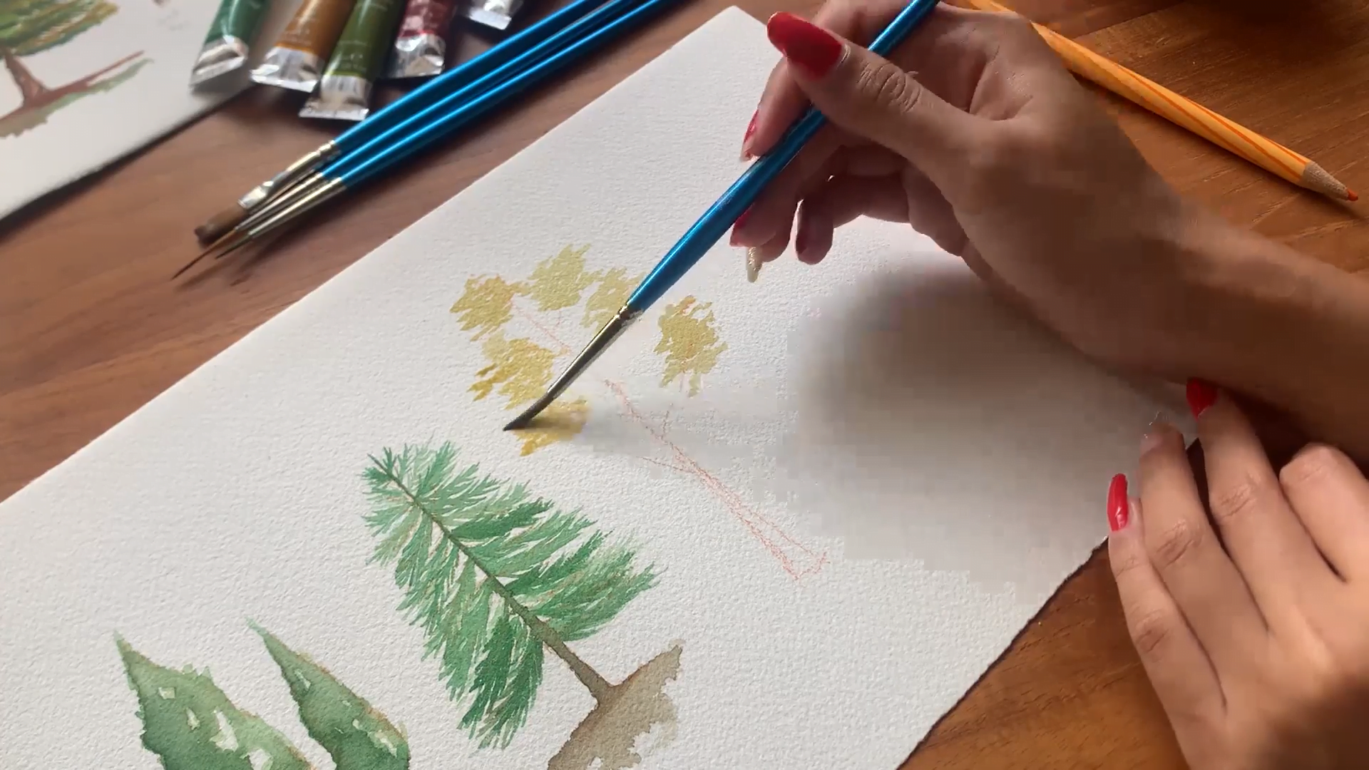 Start Painting The First Layer Of The Aspen Tree