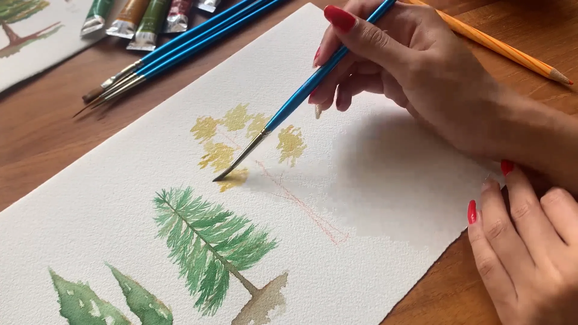 Start Painting The First Layer Of The Aspen Tree