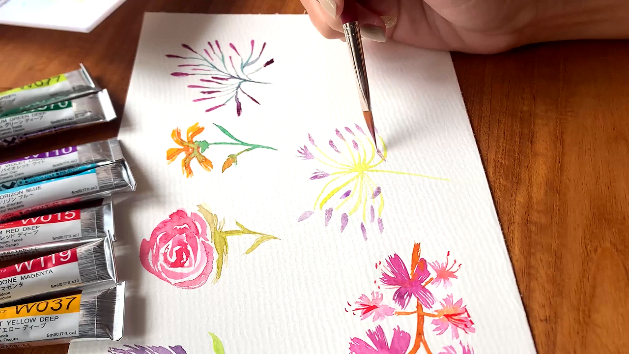 Drawing The Agapanthus Flowers On The Stems