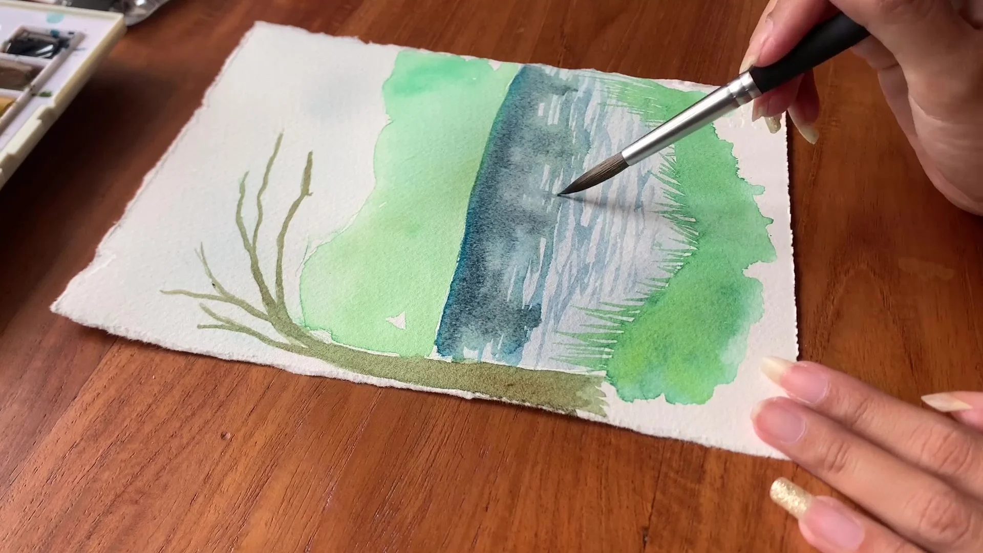 Painting The Second Layer Of The Lake