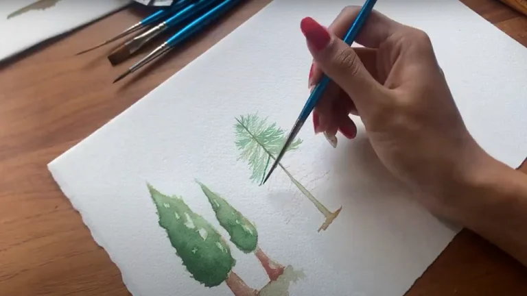 Four Types Of Trees In Watercolor 1