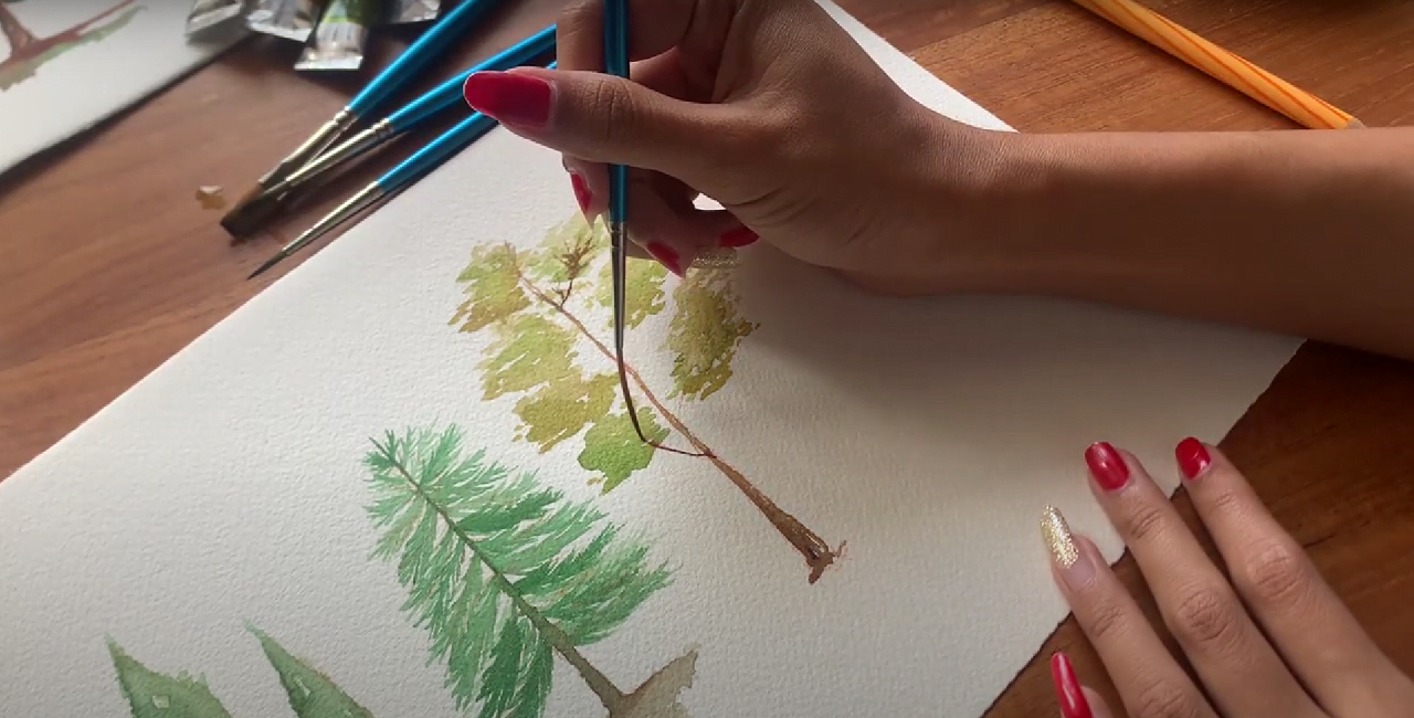 How To Paint Four Types Of Trees In Watercolor