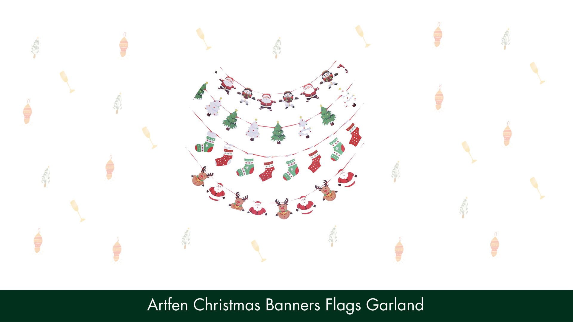 Artfen Christmas Banners Flags Garland