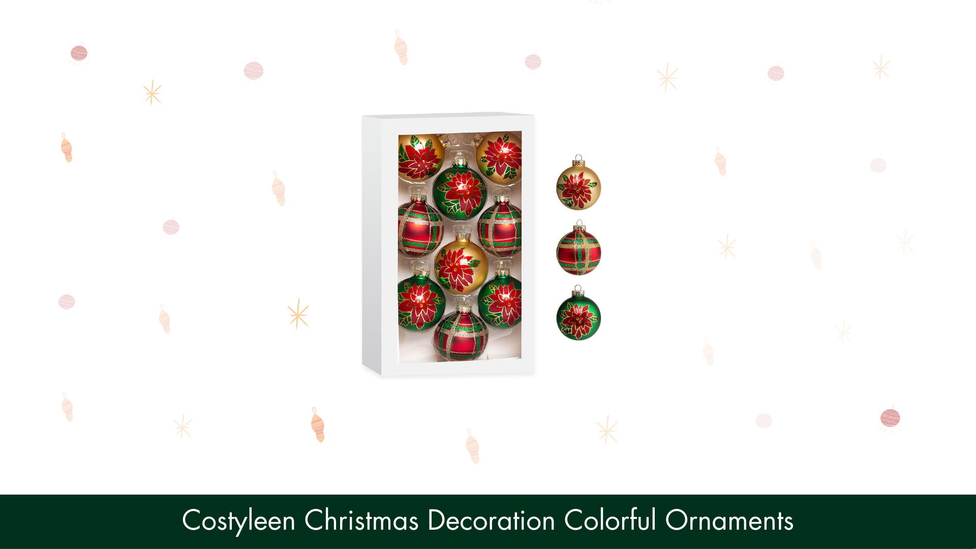 Costyleen Christmas Decoration Colorful Ornaments