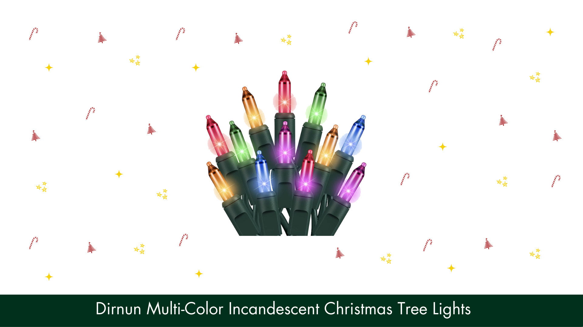 Dirnun Multi Color Incandescent Christmas Tree Lights