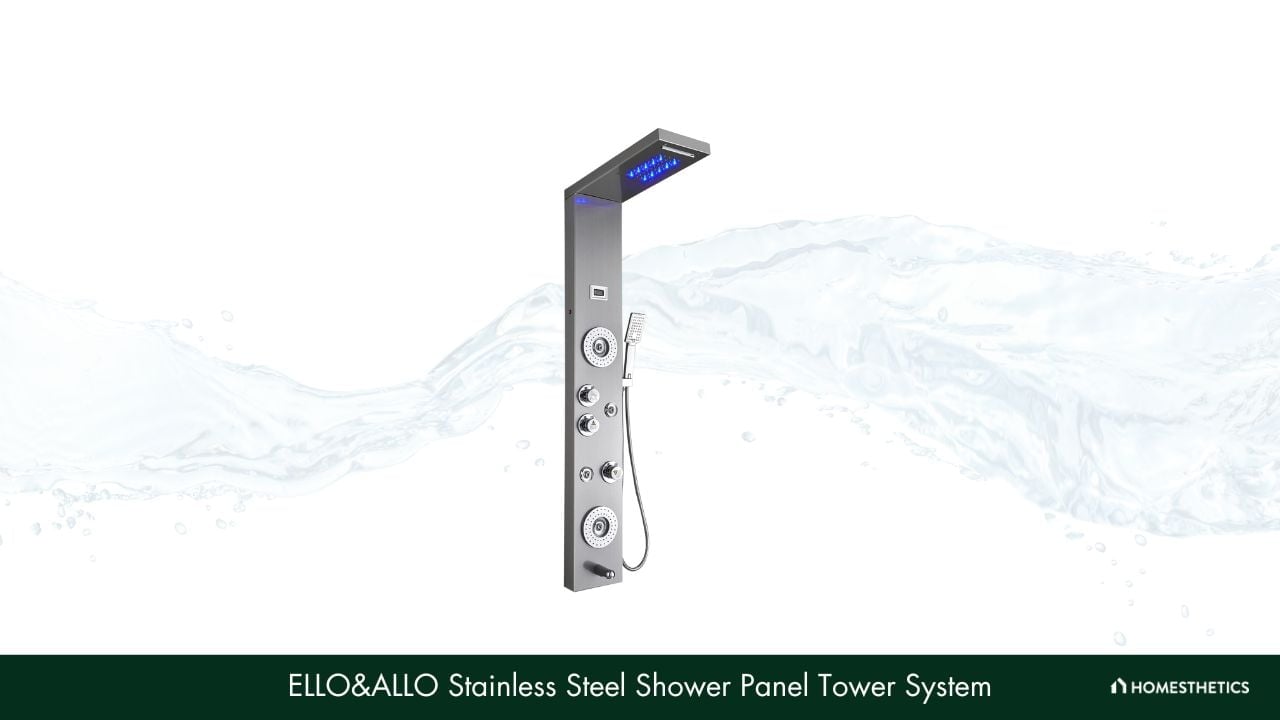ELLOALLO Stainless Steel Shower Panel Tower System