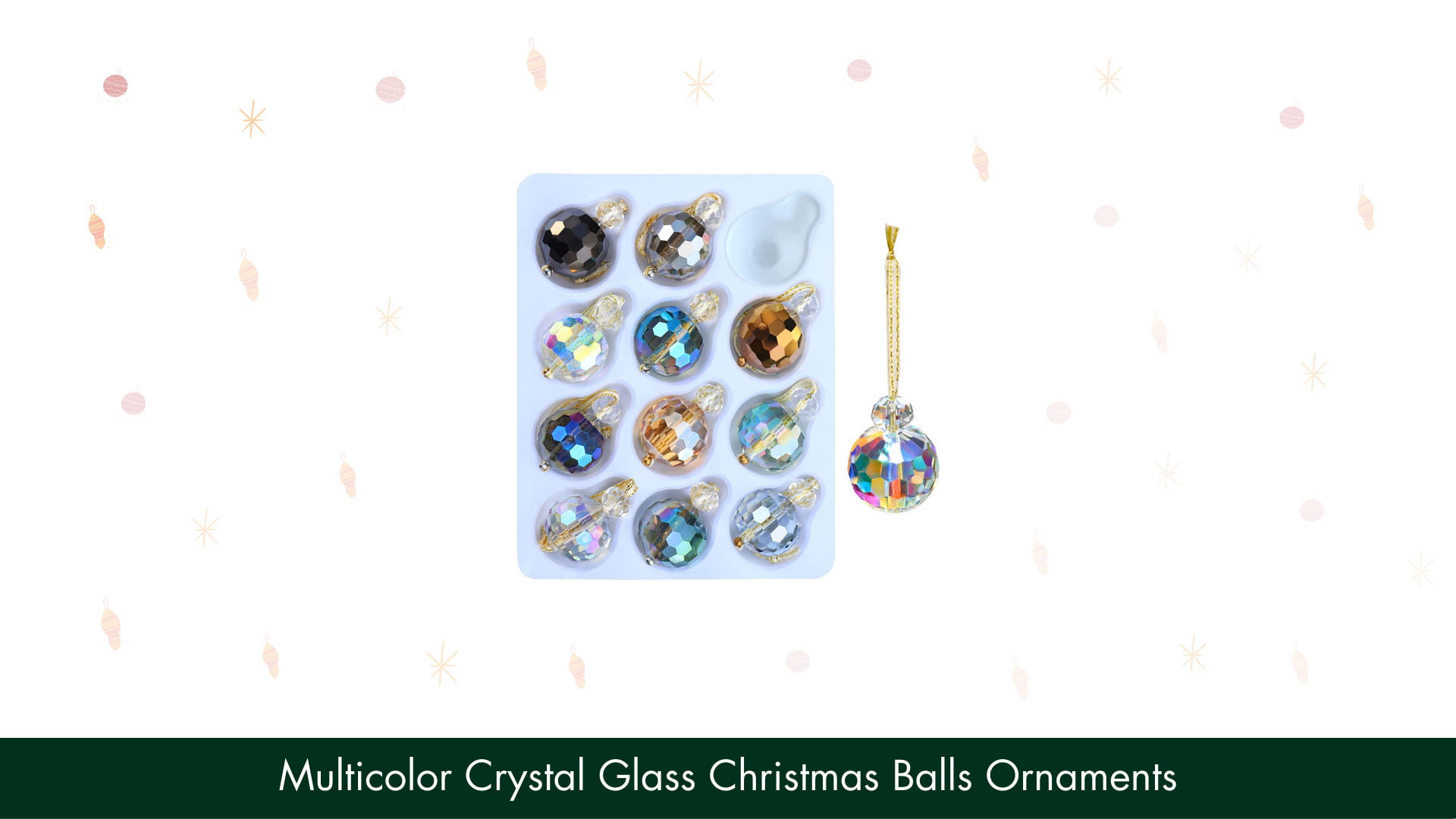 Multicolor Crystal Glass Christmas Balls Ornaments