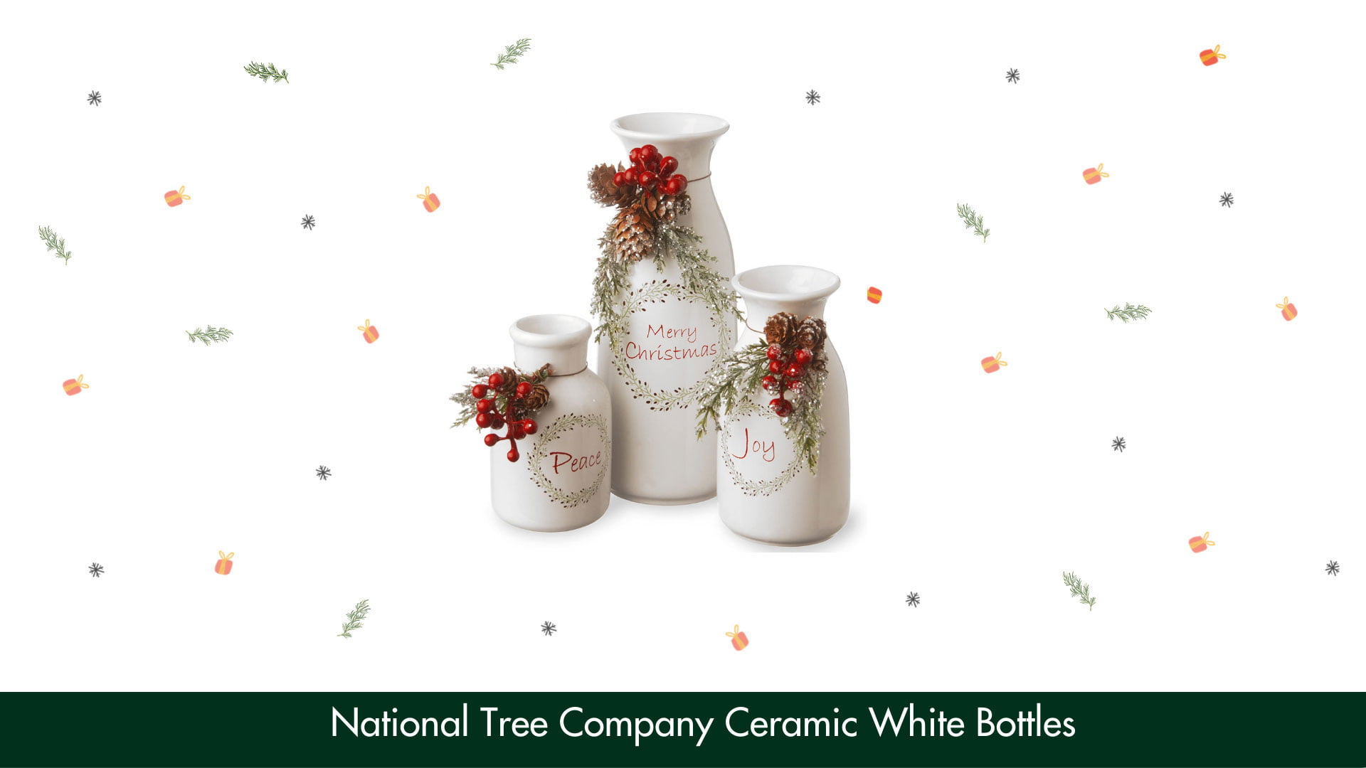 National Tree Company Ceramic White Bottles