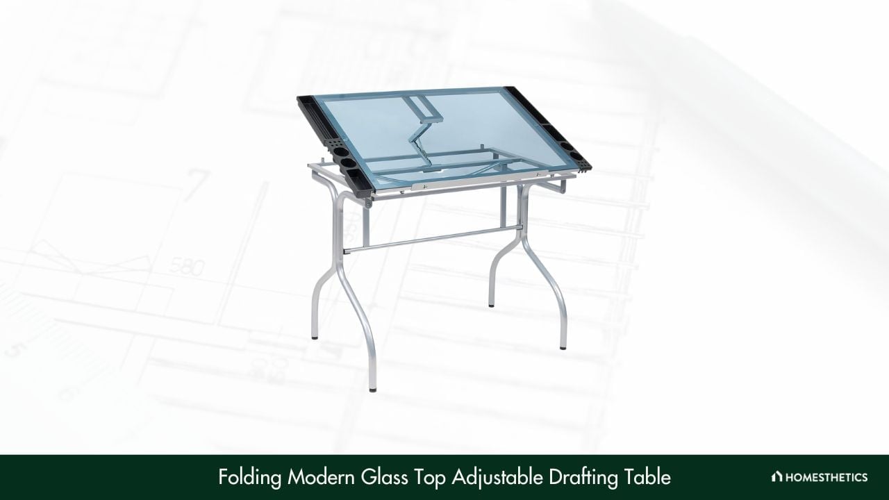 Folding Modern Glass Top Adjustable Drafting Table 1