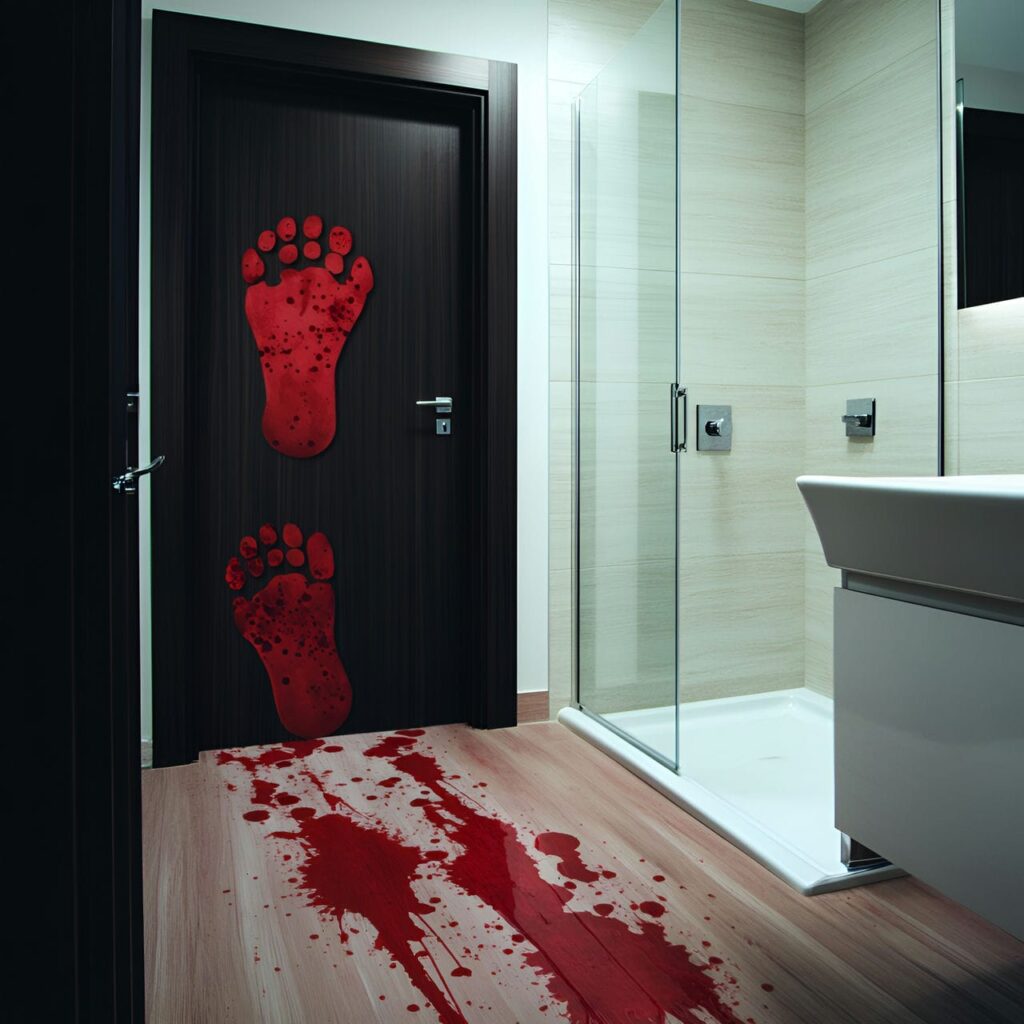 16. Bloody Footprints on the Floor with Gory Trail