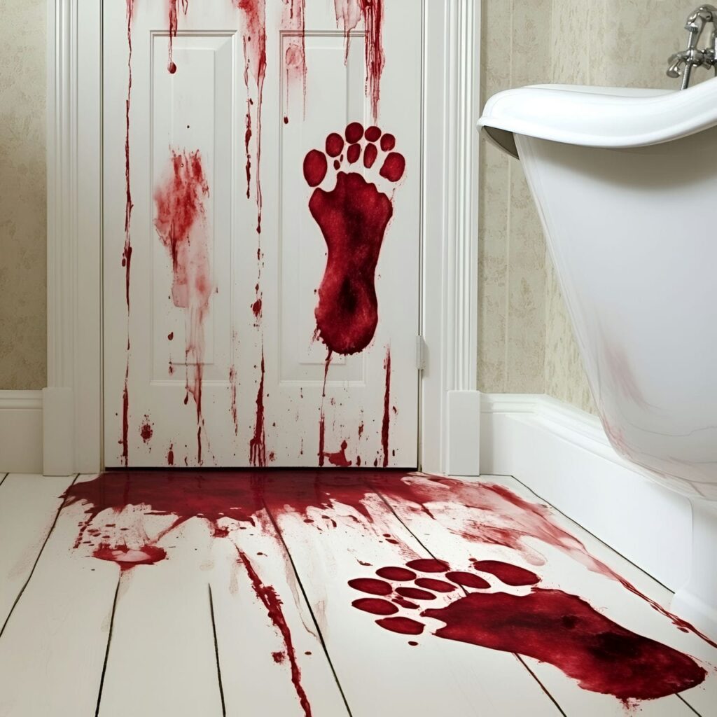 16. Bloody Footprints on the Floor with Gory Trail