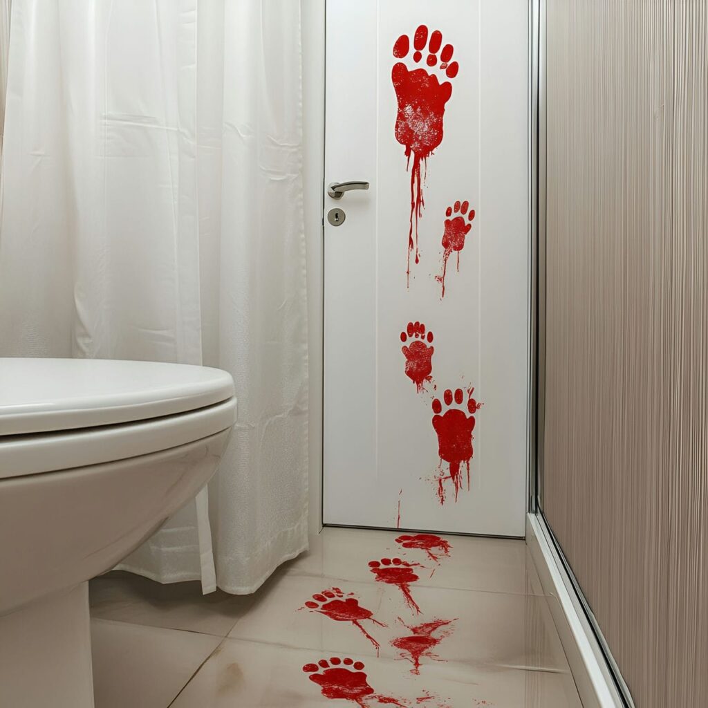 16. Bloody Footprints on the Floor with Gory Trail