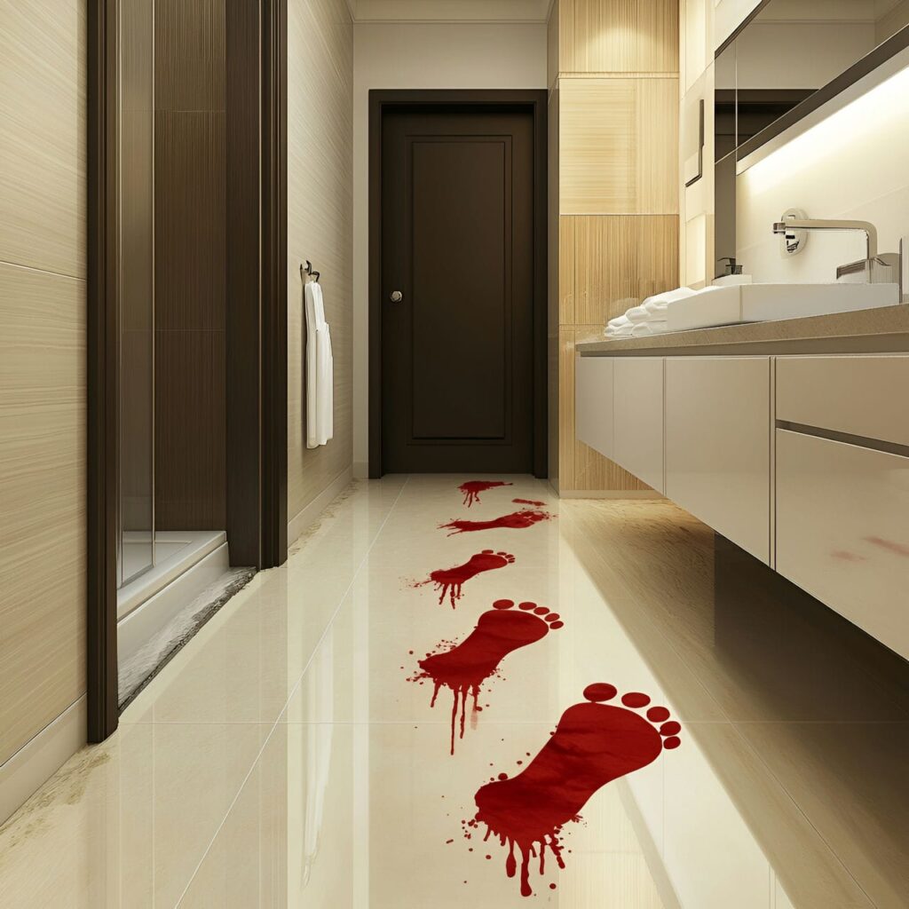 16. Bloody Footprints on the Floor with Gory Trail