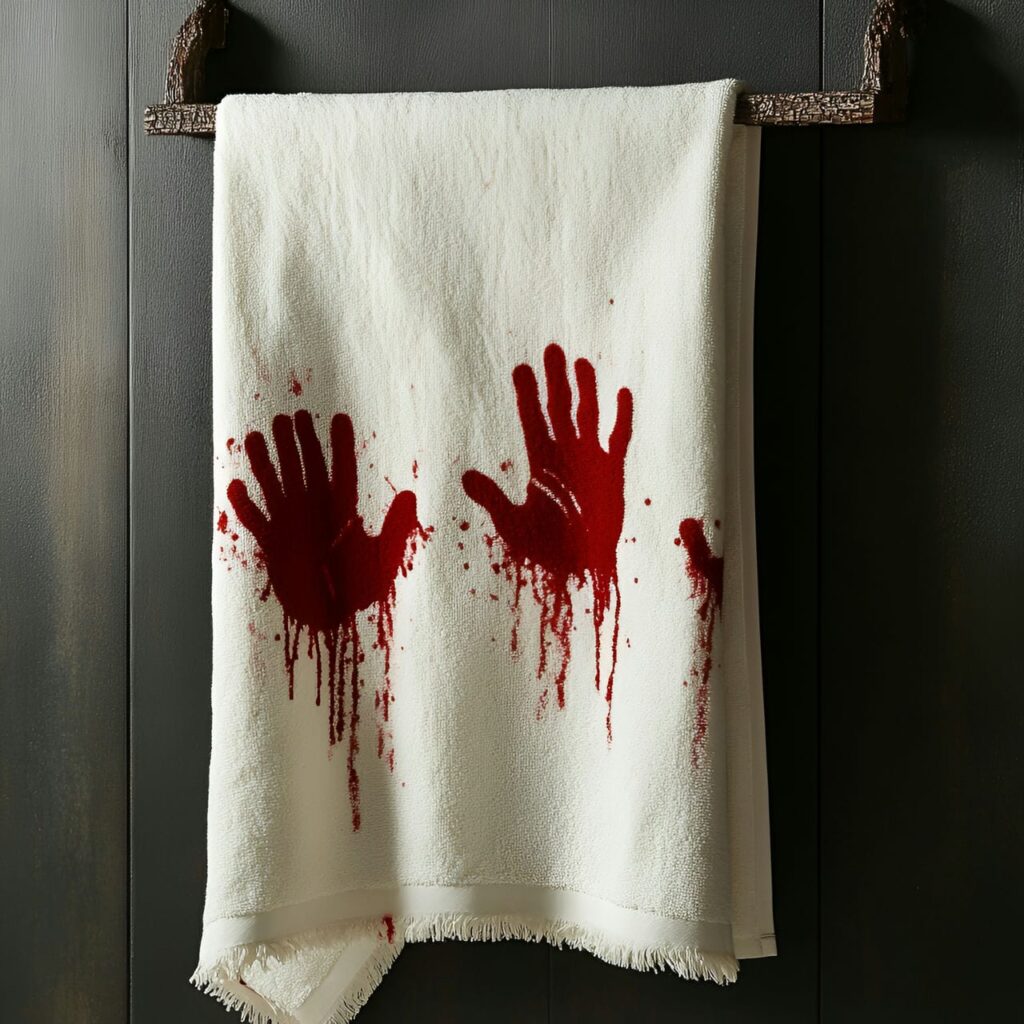 03. Bloody Handprint Towels with Gory Haunted Effect