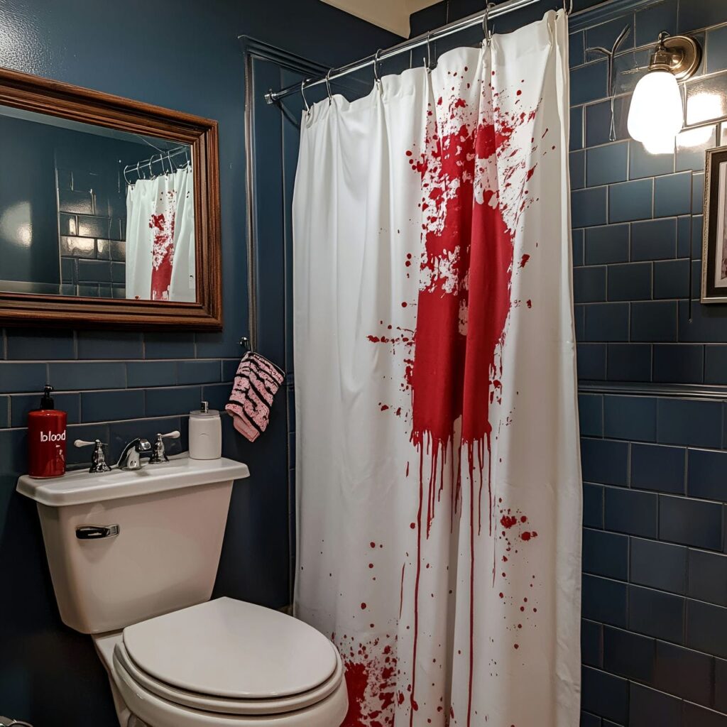 10. Bloody Shower Curtain with Horror Movie Effect