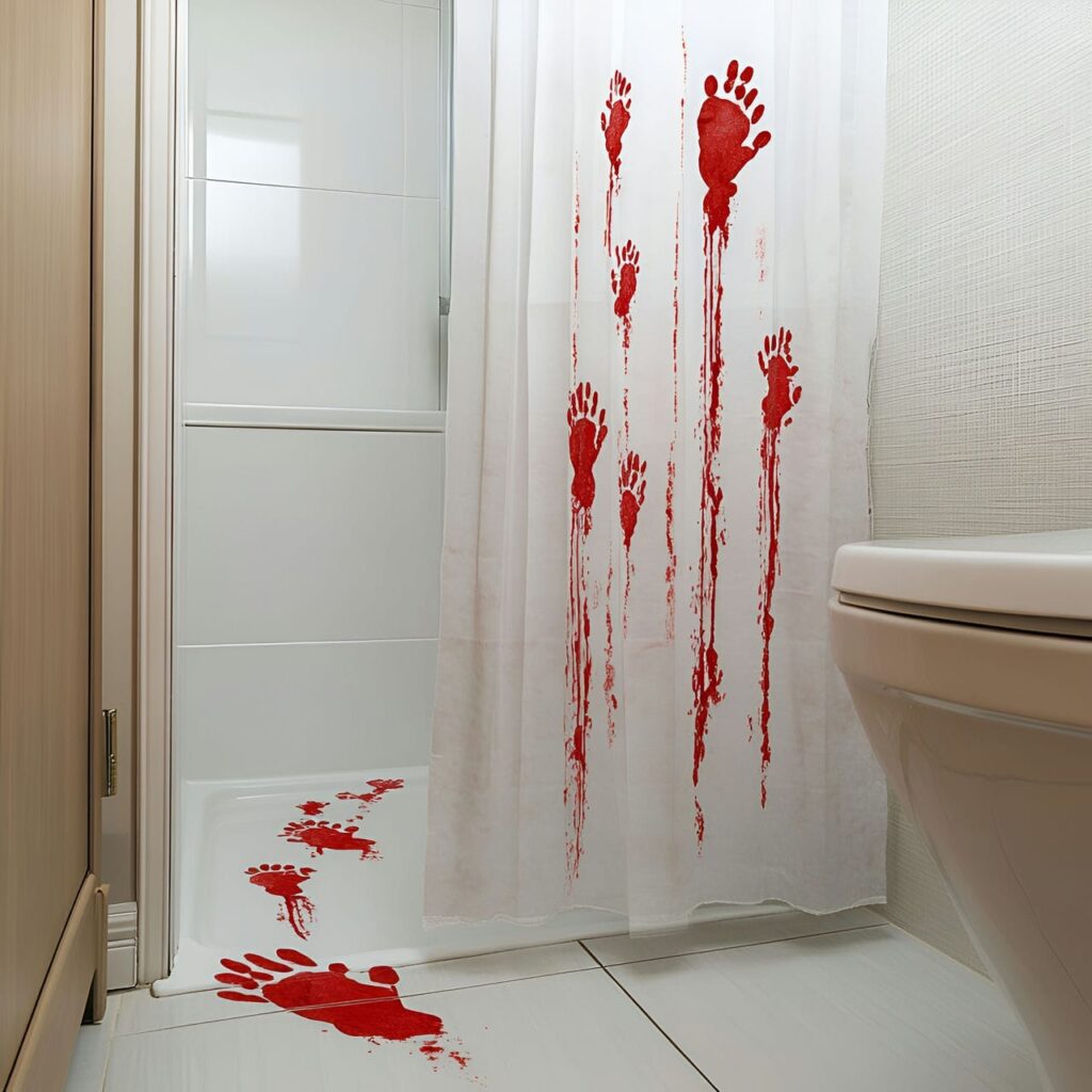 10. Bloody Shower Curtain with Horror Movie Effect