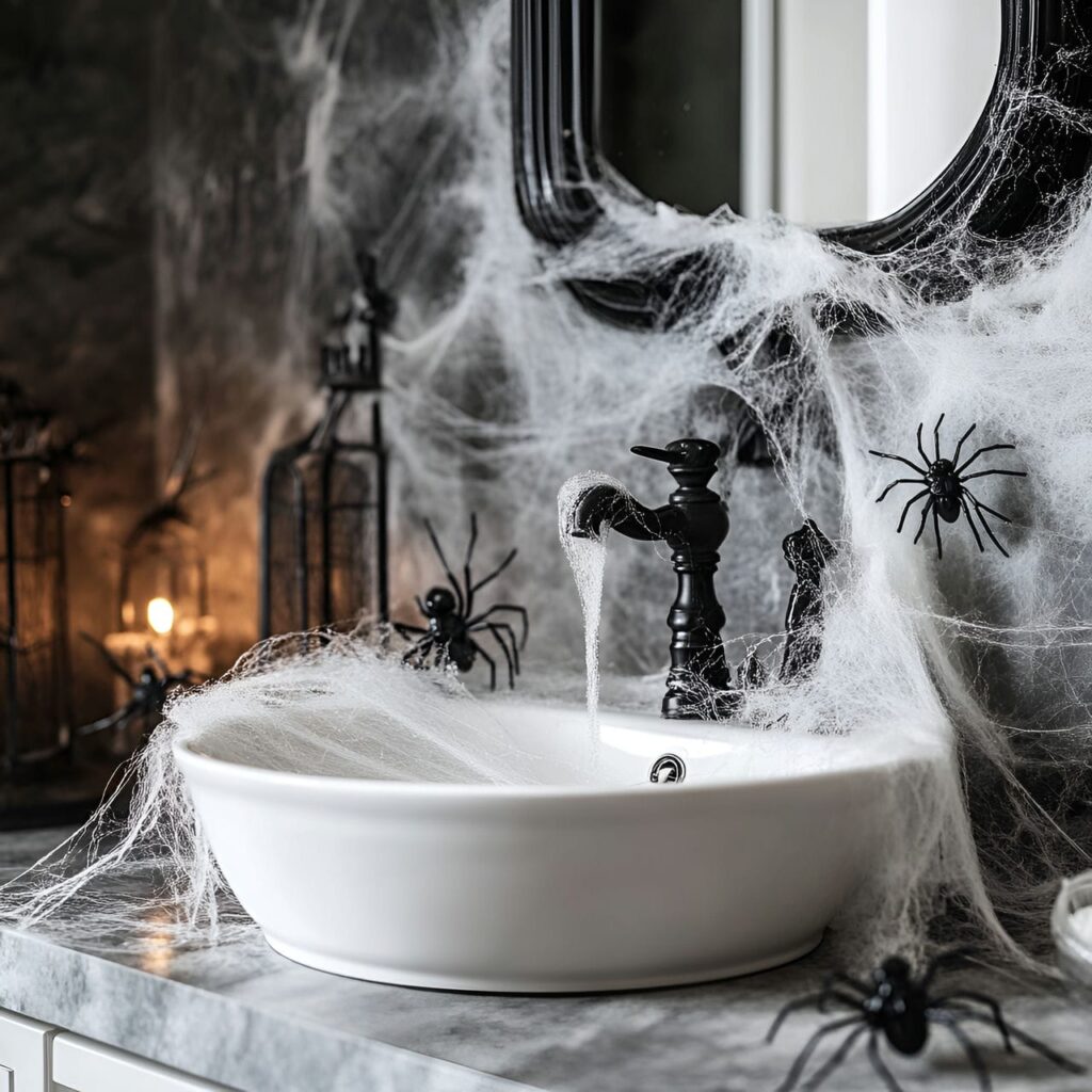 06. Cobweb Sink and Counter with Plastic Spiders