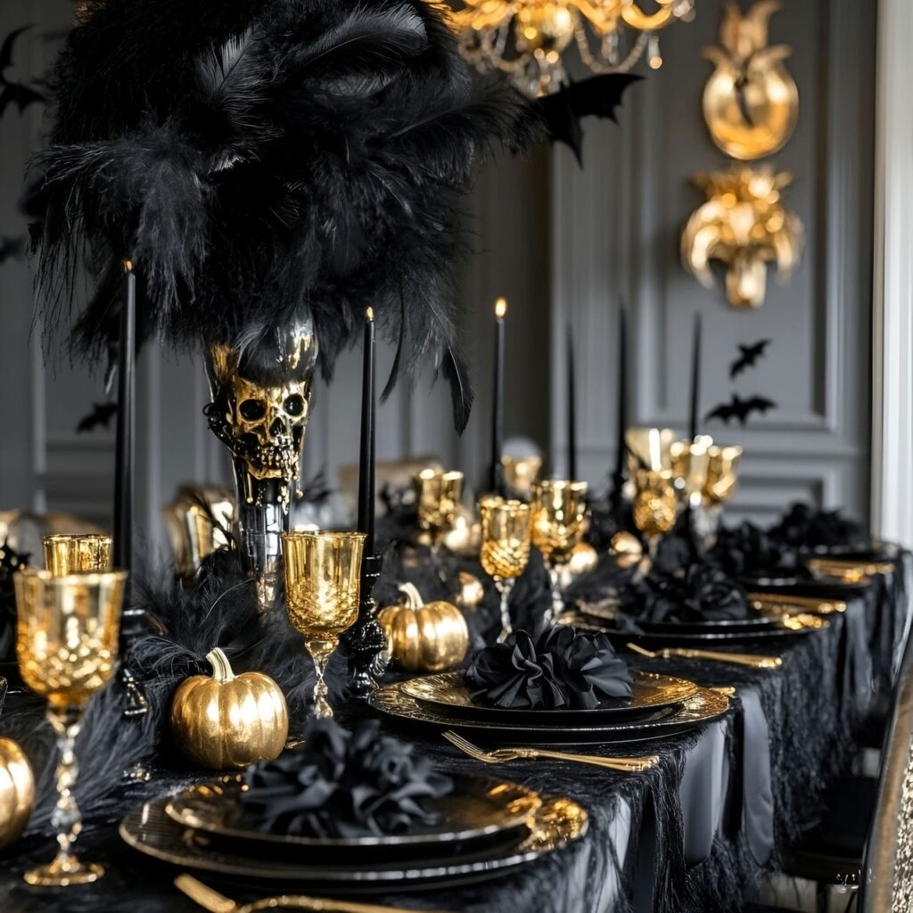 12. Creepy Chic Black and Gold Elegance