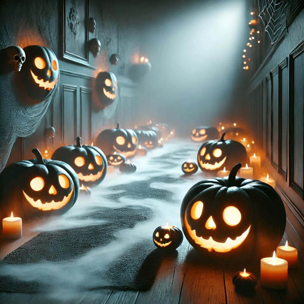 22. Creepy Glowing Pumpkins Path