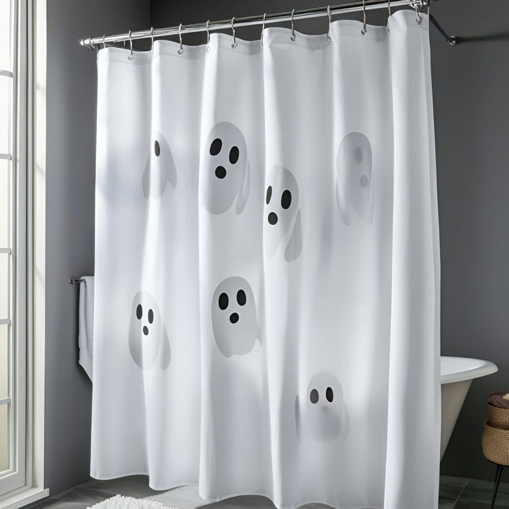 05. Floating Ghost Shower Curtain with Eerie Spirit Illusion