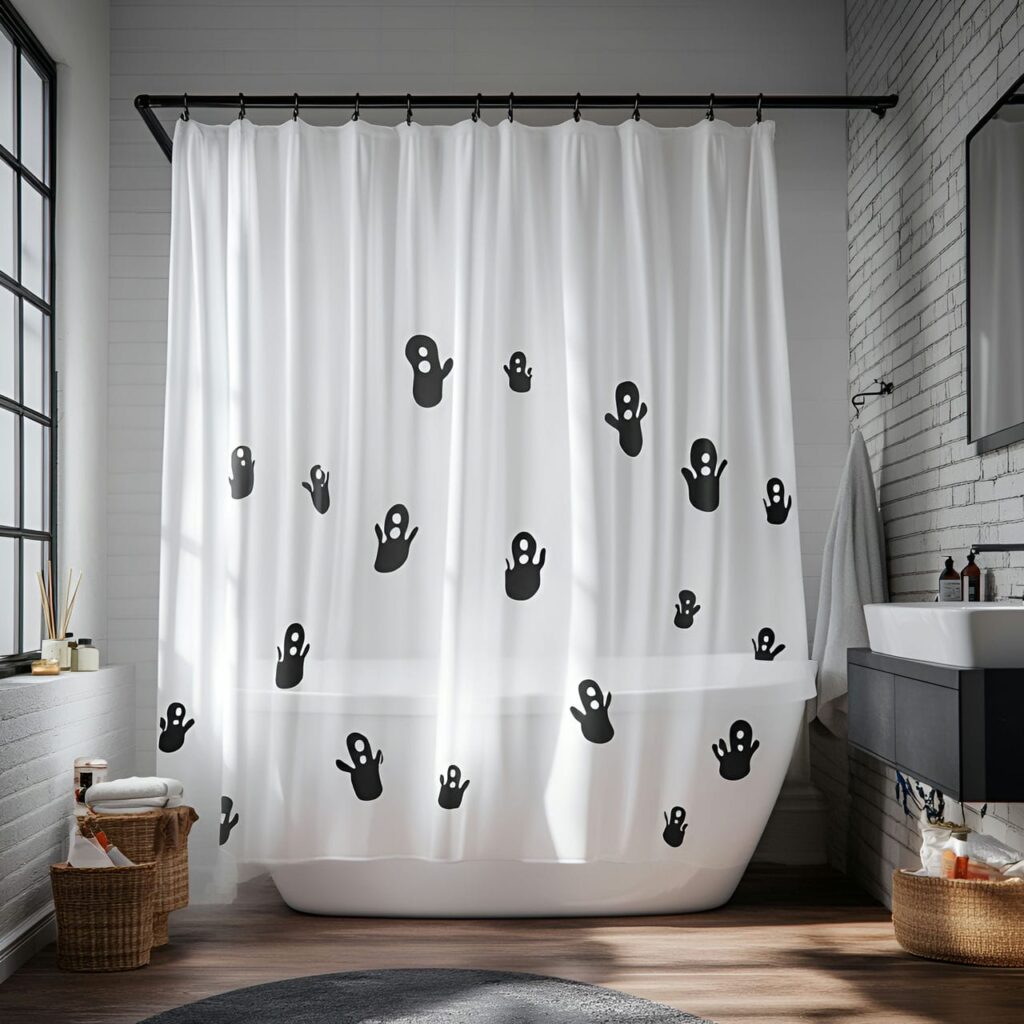 05. Floating Ghost Shower Curtain with Eerie Spirit Illusion