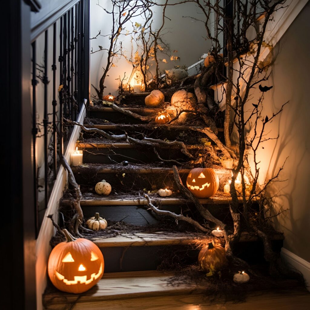 18. Haunted Forest Halloween Staircase