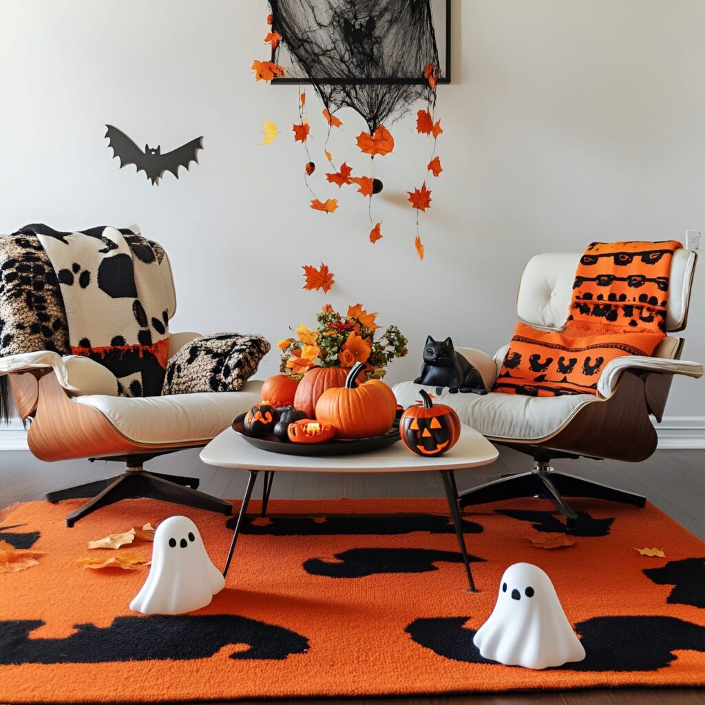 11. Haunted Harvest Gathering with Mid-Century Modern Flair