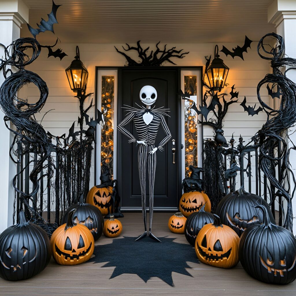 16. Jack Skellington-Themed Front Porch