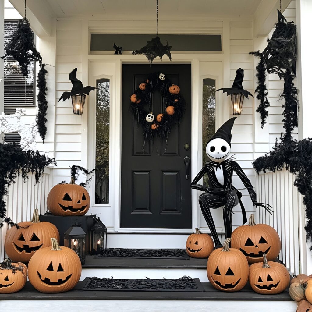 16. Jack Skellington-Themed Front Porch