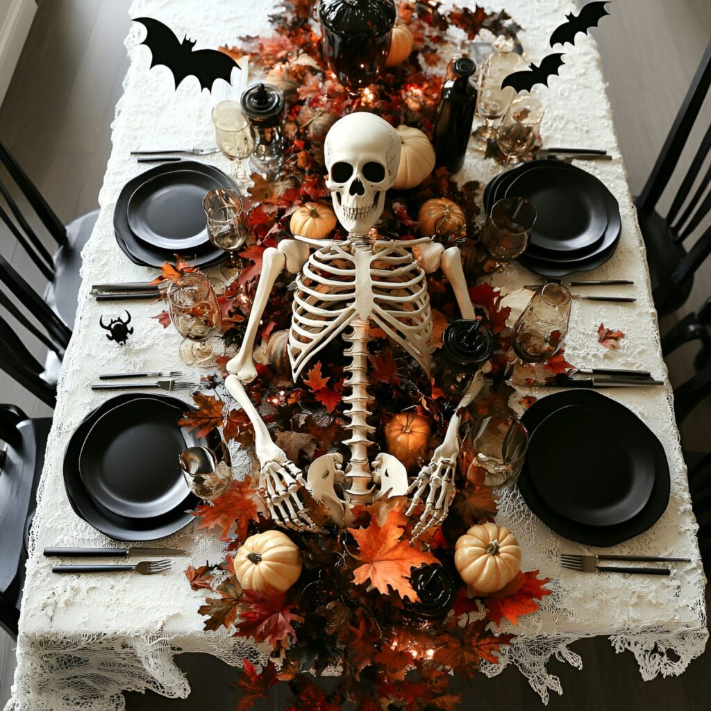 19. Modern Eerie Elegance Halloween Dining Room